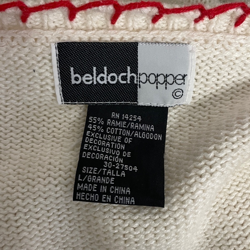 Beldoch Popper womens long cardigan vintage holiday christmas sweater size Large - Picture 7 of 7